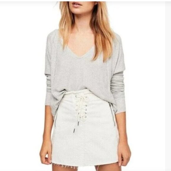 Free People We The Free Catalina Thermal Long Sleeve Tee Gray XS - Picture 3 of 8